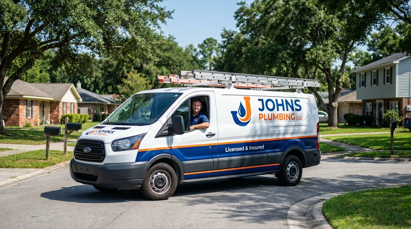 Johns Plumbing LLC service van in Garrettsville, OH
