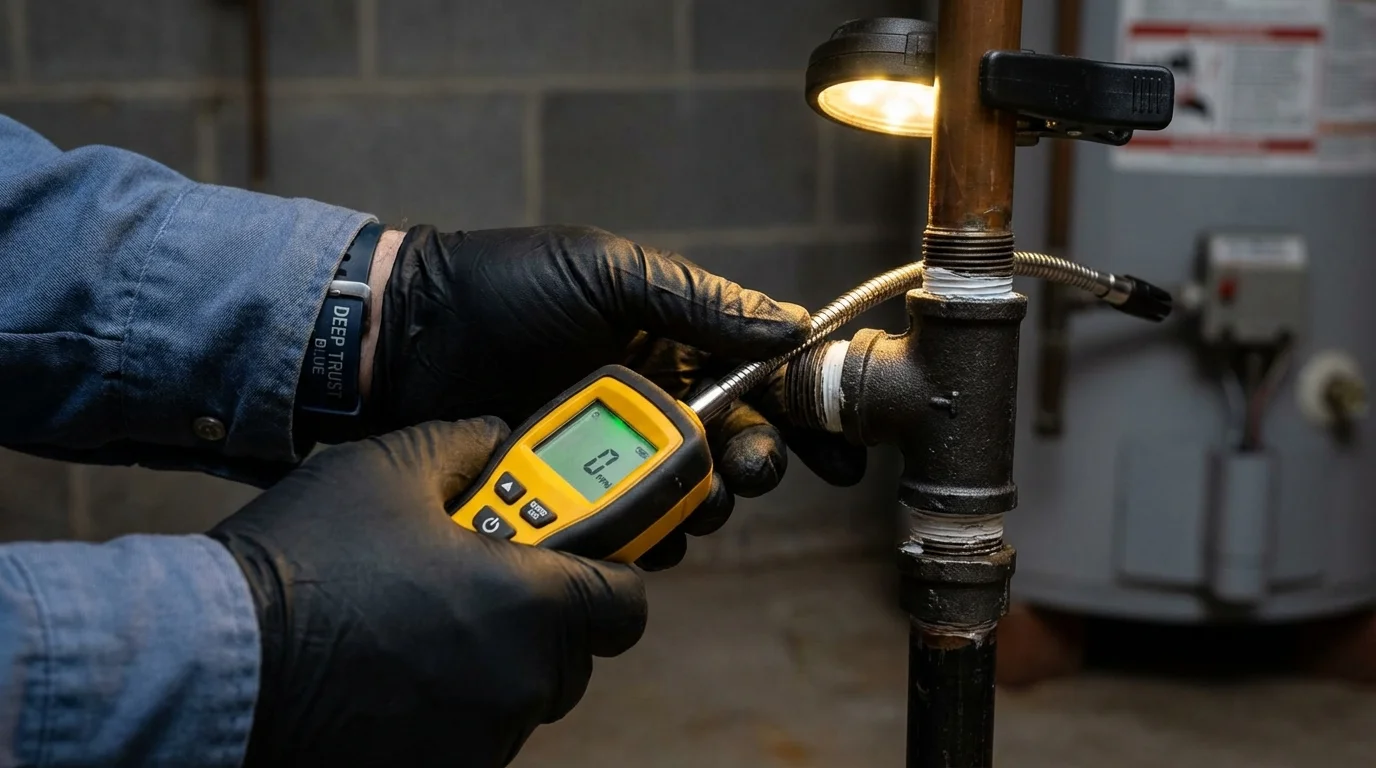 Gas leak detection with electronic sniffer by Johns Plumbing LLC in Garrettsville