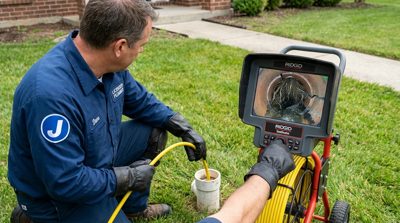 Sewer camera inspection being performed by Johns Plumbing LLC in Garrettsville